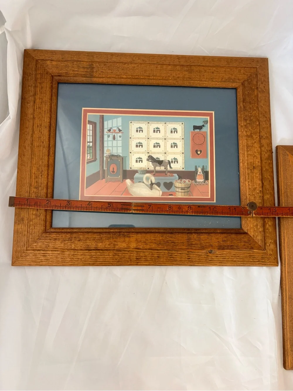 Vintage Pat Pearson Prints Americana Folk Art Framed 13.5” by 11”